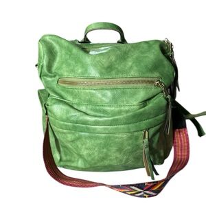 Green Leather Backpack